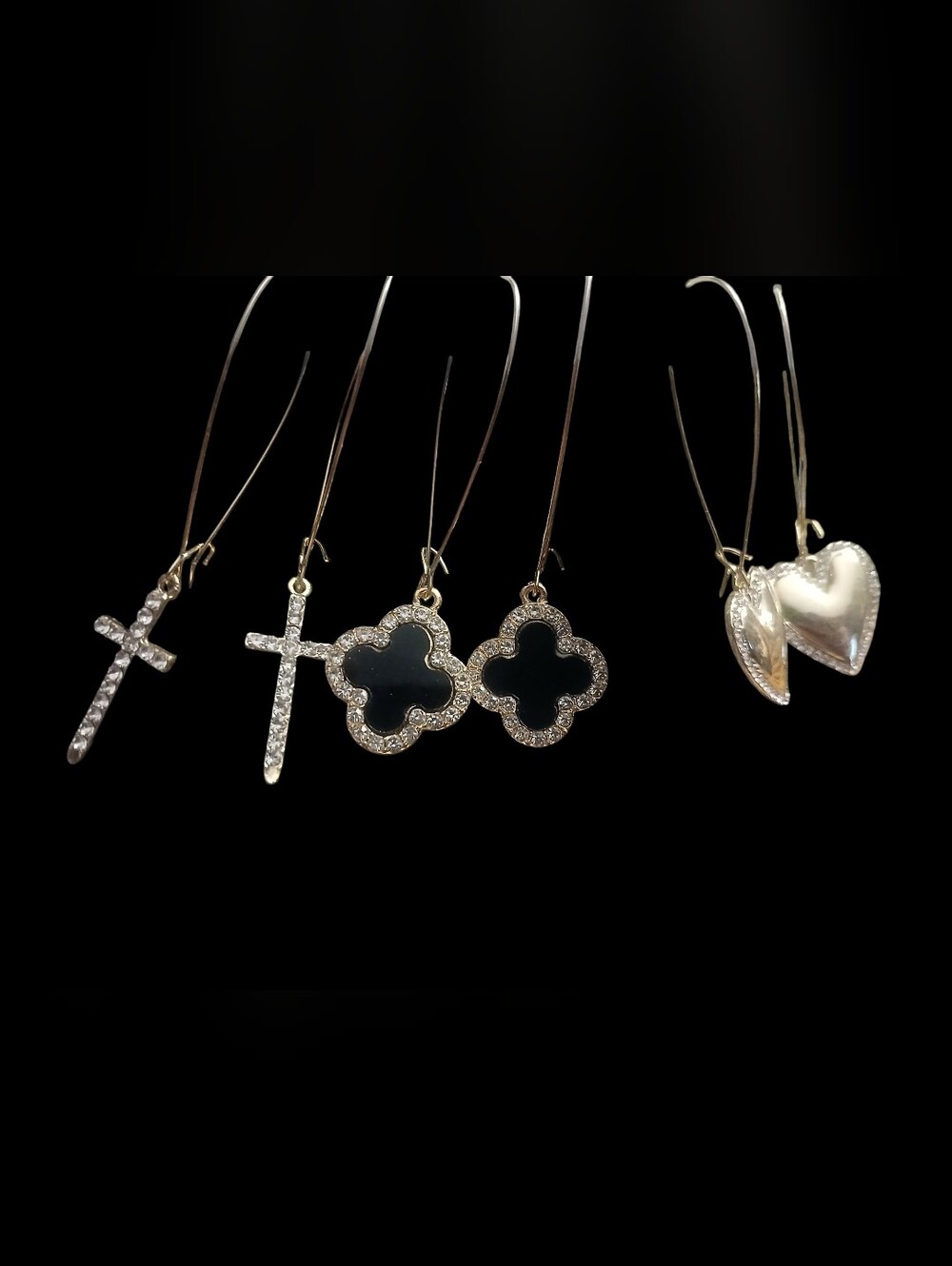 Gold-Tone Fashion Dangle Earring Set Of 3